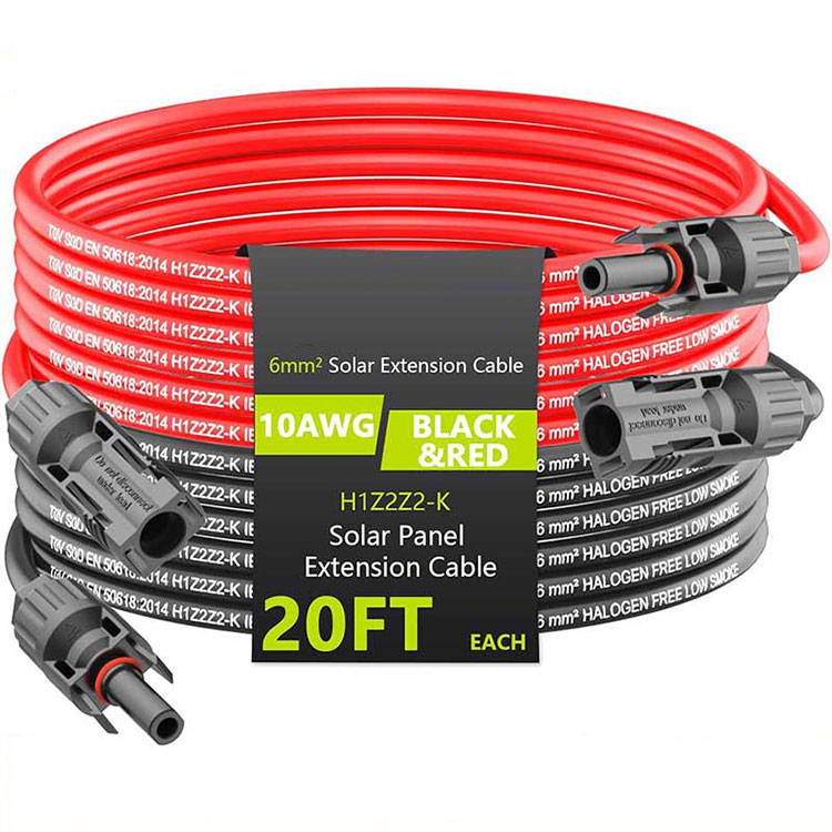 د سولر توسیع کیبل 20FT 10AWG (6mm2) د سولر پینل توسیع تار